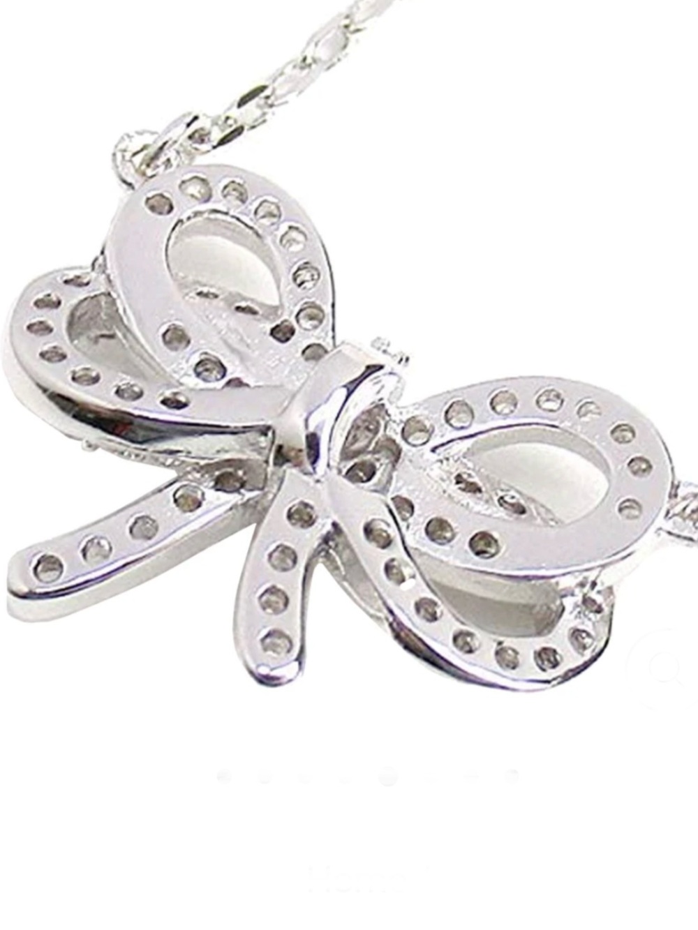 New Kate Spade Bow Meets Girl Pave Short Mini Pendant Necklace Silver with & box - Picture 6 of 14